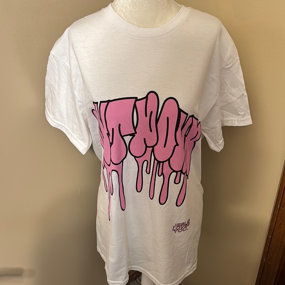 White and Pink Graphic Tee - Picture 2 of 6